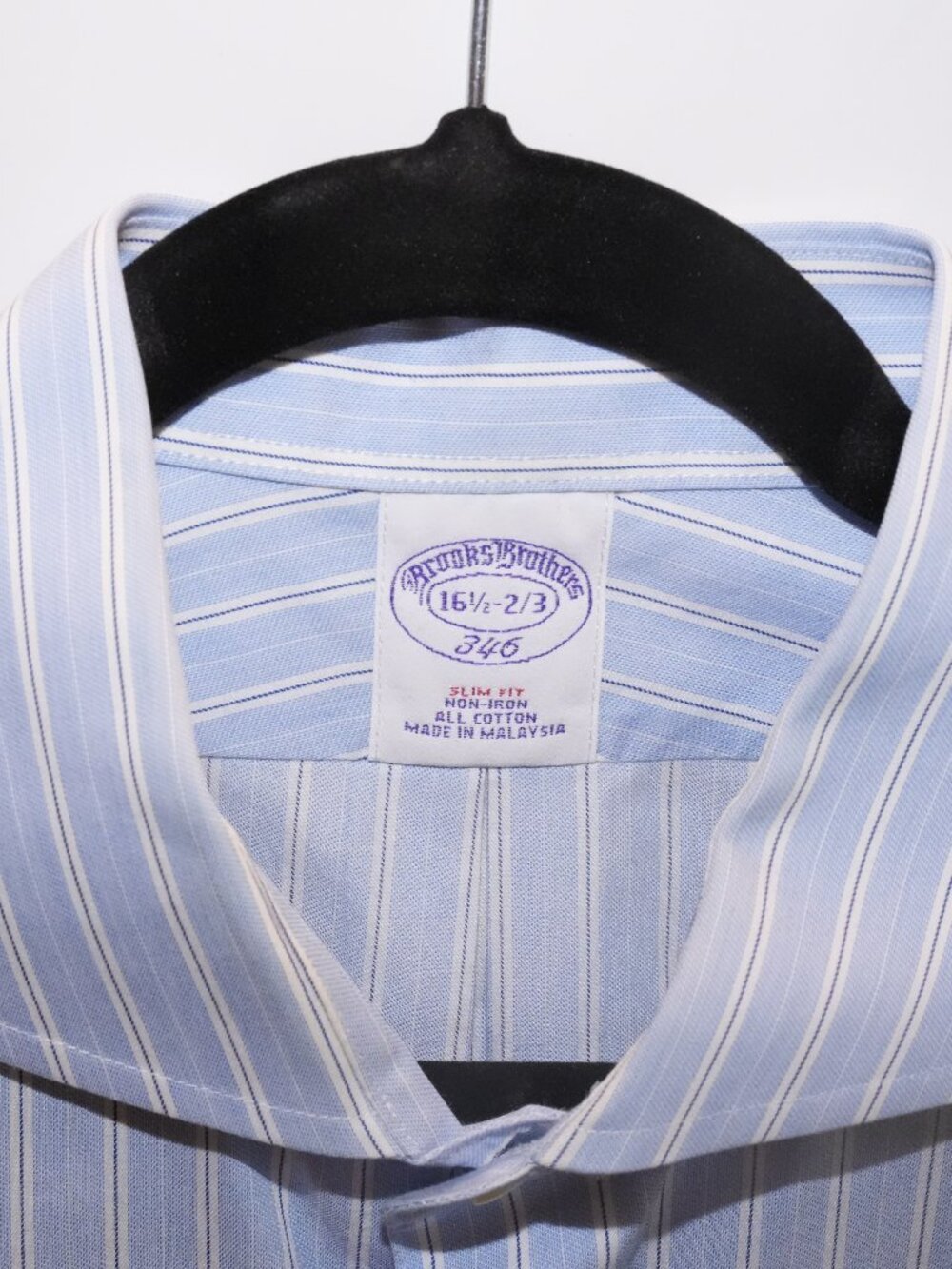 Brooks Brothers Dress Shirt Slim Fit Blue Stripe 16.5